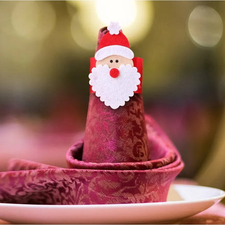 Husă festivă Moș Crăciun pentru tacâmuri, culoare roșu, textil și poliester, detaliu imprimeu