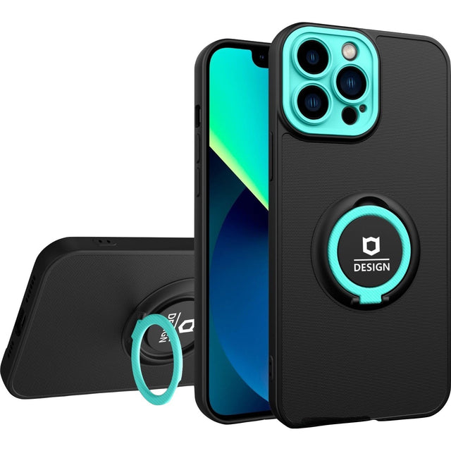 Husa Eagle Eye cu Stand pentru Apple iPhone 13 (6.1) Negru/Turcoaz, Suport Auto Magnetic, Protectie Antisoc, Flippy - vivimall.ro