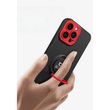 Husa de protectie Eagle eye pentru Apple iPhone 13, Rezistenta la socuri, Protectie camera, Cu inel de prindere magnetic rosu, Flippy, Negru - vivimall.ro