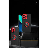 Husa de protectie Eagle eye pentru Apple iPhone 13, Rezistenta la socuri, Protectie camera, Cu inel de prindere magnetic rosu, Flippy, Negru - vivimall.ro