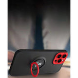 Husa de protectie Eagle eye pentru Apple iPhone 13 Pro, Rezistenta la socuri, Protectie camera, Cu inel de prindere magnetic rosu, Flippy, Negru - vivimall.ro