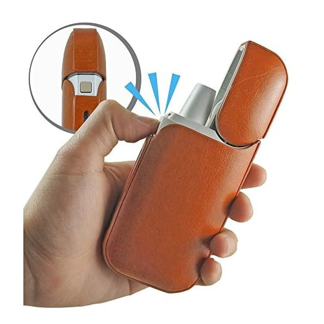Husa Vivimall pentru IQOS 2.4 Plus, Capac de Protectie, Anti Soc si Zgarieturi, din Piele Ecologica, 43 g, 12 x 6 x 2.5 cm, Portocaliu - vivimall.ro
