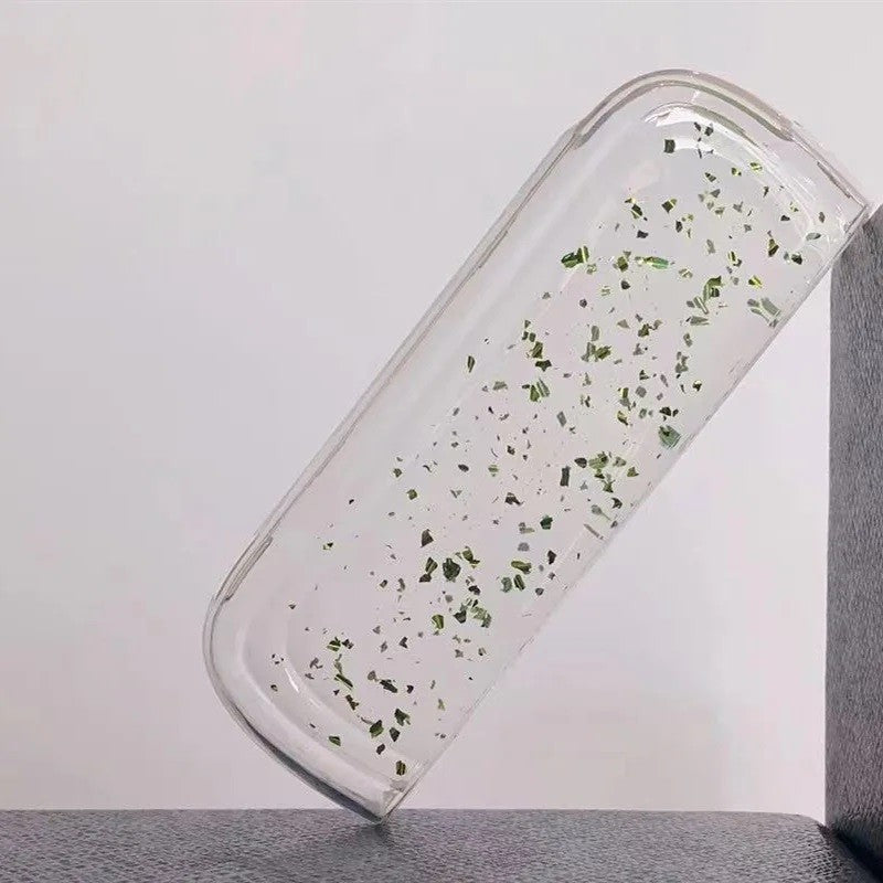 Husa Flippy pentru IQOS Iluma, de Protectie, Anti Soc si Zgarieturi, din Plastic, 12.5 x 4.2 x 2.6 cm, Transparent cu Sclipici Verde - vivimall.ro