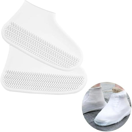 Husă antiderapantă impermeabilă din latex alb pentru încălțăminte mărime L 41-47, vedere frontală