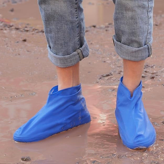 Husa Incaltaminte, Vivimall, Impermeabila, Antiderapanta, din Latex, 13 x 13 x 2 cm, Marime L 41-47 cm, Albastru - vivimall.ro