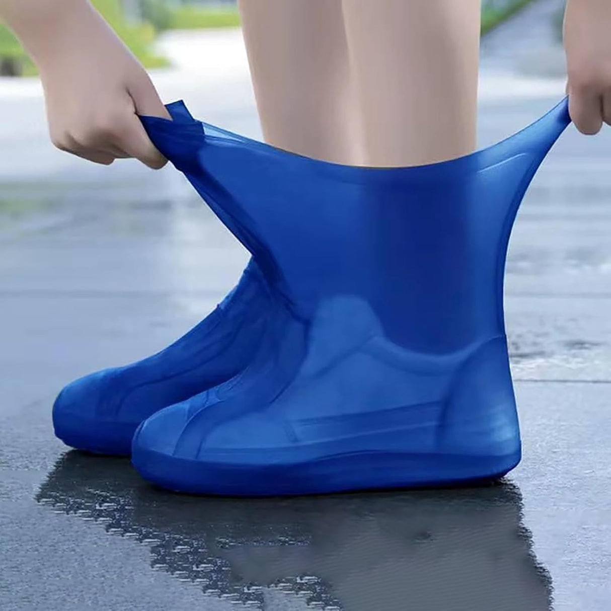 Husa Incaltaminte, Vivimall, Impermeabila, Antiderapanta, din Latex, 13 x 13 x 2 cm, Marime M 34-40 cm, Albastru - vivimall.ro