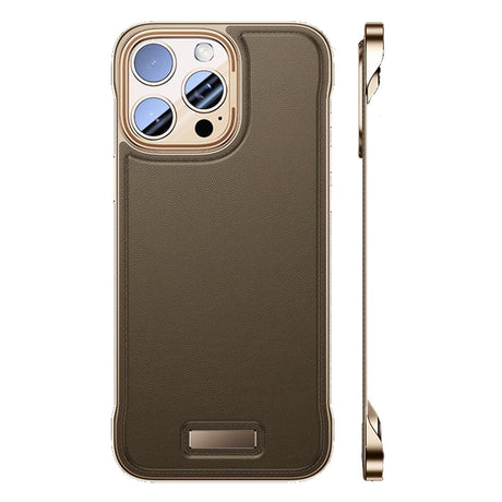Husă iPhone 16 Pro Max din piele PU Desert Gold, design fără margini, vedere frontală