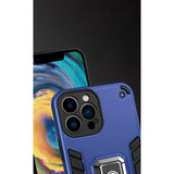 Husa Iron Warriors pentru iPhone 12 Pro, Flippy,  Hybrid Ring Holder Kickstand, Albastru inchis - vivimall.ro