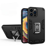 Husa Iron Warriors pentru iPhone 13, Flippy,  Hybrid Ring Holder Kickstand, Negru - vivimall.ro