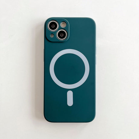 Husa MagSafe pentru Apple iPhone 14 Pro, Silicon, Protectie pentru camera, Magnetica, Incarcare Wireless,  Flippy, Verde - vivimall.ro