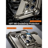 Husa MagSafe Metalica Compatibila cu iPhone 15 Pro, Vivimall, Clear Case, Aliaj de Aluminiu, cu Magnet, fara Rama, Antisoc, Antizgariere, Incarcare Wireless, Gri Metalizat - vivimall.ro