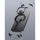 Husa MagSafe Metalica Compatibila cu iPhone 15 Pro Max, Vivimall, Clear Case, Aliaj de Aluminiu, cu Magnet, fara Rama, Antisoc, Antizgariere, Incarcare Wireless, Negru Metalizat - vivimall.ro