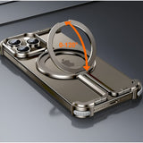 Husa MagSafe Metalica Compatibila cu iPhone 15 Pro Max, Vivimall, Clear Case, Aliaj de Aluminiu, cu Magnet, fara Rama, Antisoc, Antizgariere, Incarcare Wireless, Gri Metalizat - vivimall.ro