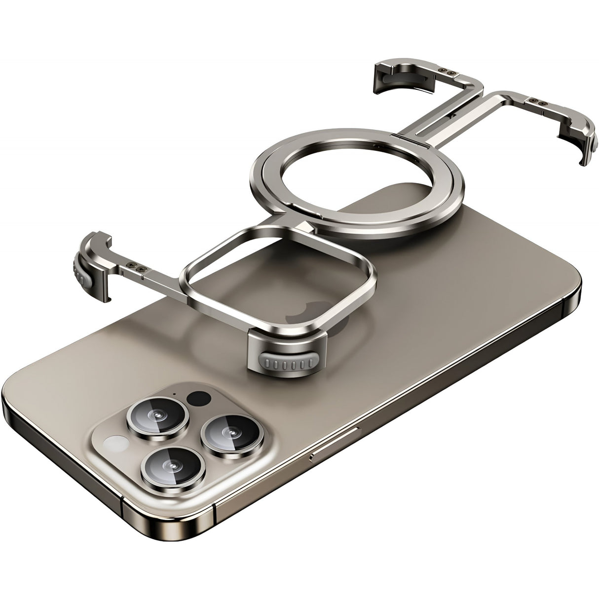 Husa MagSafe Metalica Compatibila cu iPhone 15 Pro Max, Vivimall, Clear Case, Aliaj de Aluminiu, cu Magnet, fara Rama, Antisoc, Antizgariere, Incarcare Wireless, Gri Metalizat - vivimall.ro