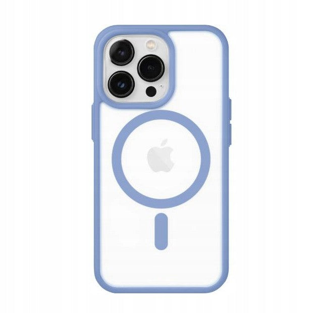 Husa MagSafe pentru Apple iPhone 11, Full Cover, Frosted Acrylic Color Big Hole, Magnetica, Incarcare Wireless, Vivimall, Albastru Deschis - vivimall.ro