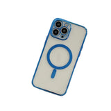 Husa MagSafe pentru Apple iPhone 12 Pro, Protectie camera, Full TPU, Margini colorate Electroplating, Magnetica, Incarcare Wireless, Flippy, Albastru - vivimall.ro