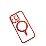 Husa MagSafe pentru Apple iPhone 13, Protectie camera, Full TPU, Margini colorate Electroplating, Magnetica, Incarcare Wireless, Flippy, Rosu - vivimall.ro