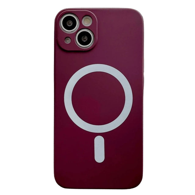 Husa MagSafe pentru Apple iPhone 13, Silicon, Protectie pentru camera, Magnetica, Incarcare Wireless,  Flippy, Visiniu - vivimall.ro