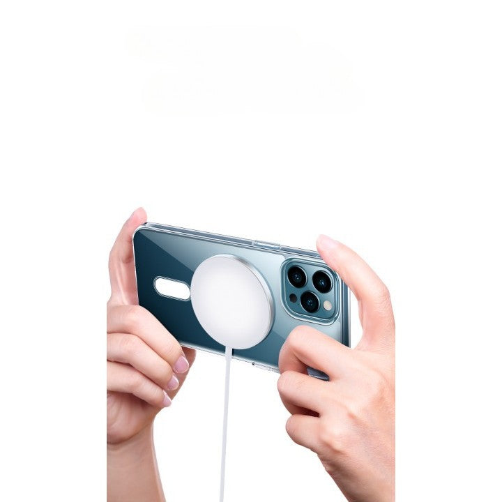 Husa MagSafe Silicone Acryl pentru iPhone 14 Pro Max, Flippy, ambalaj Blister Transparenta - vivimall.ro