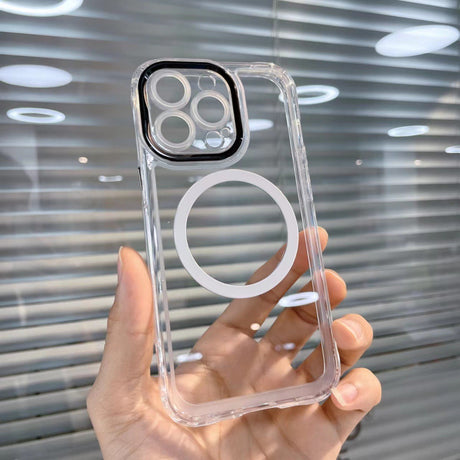 Husa MagSafe Silicone pentru iPhone 12, Flippy, Transparenta, Magnetica, Extra Protectie Camera Negru - vivimall.ro