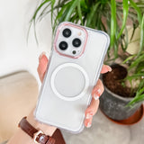 Husa MagSafe Silicone pentru iPhone 13, Flippy, Transparenta, Magnetica, Extra Protectie Camera Roz - vivimall.ro