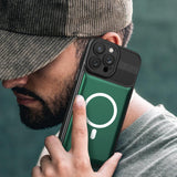 Husa pentru Apple iPhone 14 Pro MagSafe, Urban Armor, Flippy, Verde inchis, suport magnetic - vivimall.ro