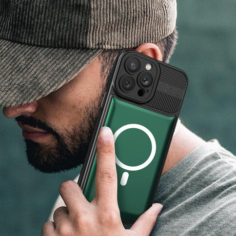 Husa pentru Apple iPhone 14 Pro MagSafe, Urban Armor, Flippy, Verde inchis, suport magnetic - vivimall.ro