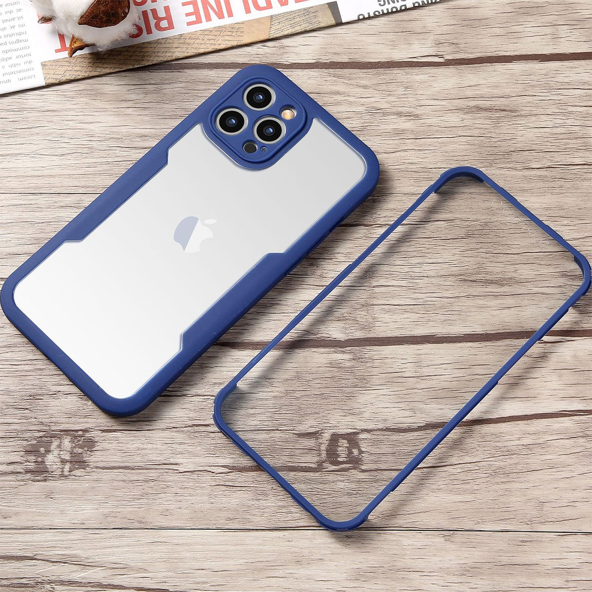 Husa Max Defence pentru iPhone 11 Pro Max 11, Bumper Albastru, Fata Dubla Transparenta, Protectie Antisoc Full 360 ( fata, spate, margini ), Flippy - vivimall.ro