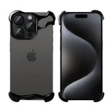Husa Metalica Compatibila cu iPhone 15 Pro Max, Protectie pentru Colturile Telefonului si Camera, Lentile pentru Obiective, Aliaj, Antisoc, Antizgariere, Negru - vivimall.ro