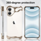 Husa Metalica Compatibila cu iPhone 16 Plus, Vivimall, Protectie pentru Colturile Telefonului si Camera, Aliaj, Antisoc, Antizgariere, Auriu - vivimall.ro