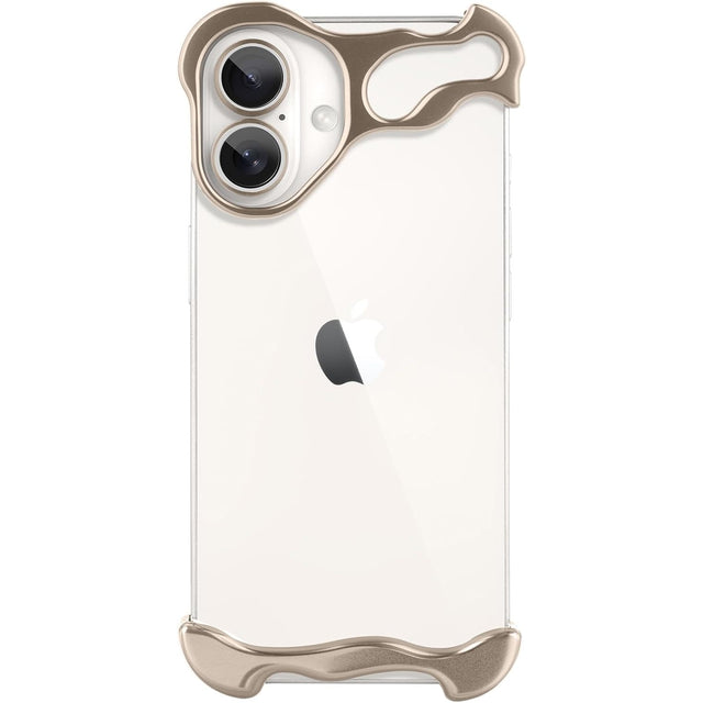 Husa Metalica Compatibila cu iPhone 16 Plus, Vivimall, Protectie pentru Colturile Telefonului si Camera, Aliaj, Antisoc, Antizgariere, Auriu - vivimall.ro