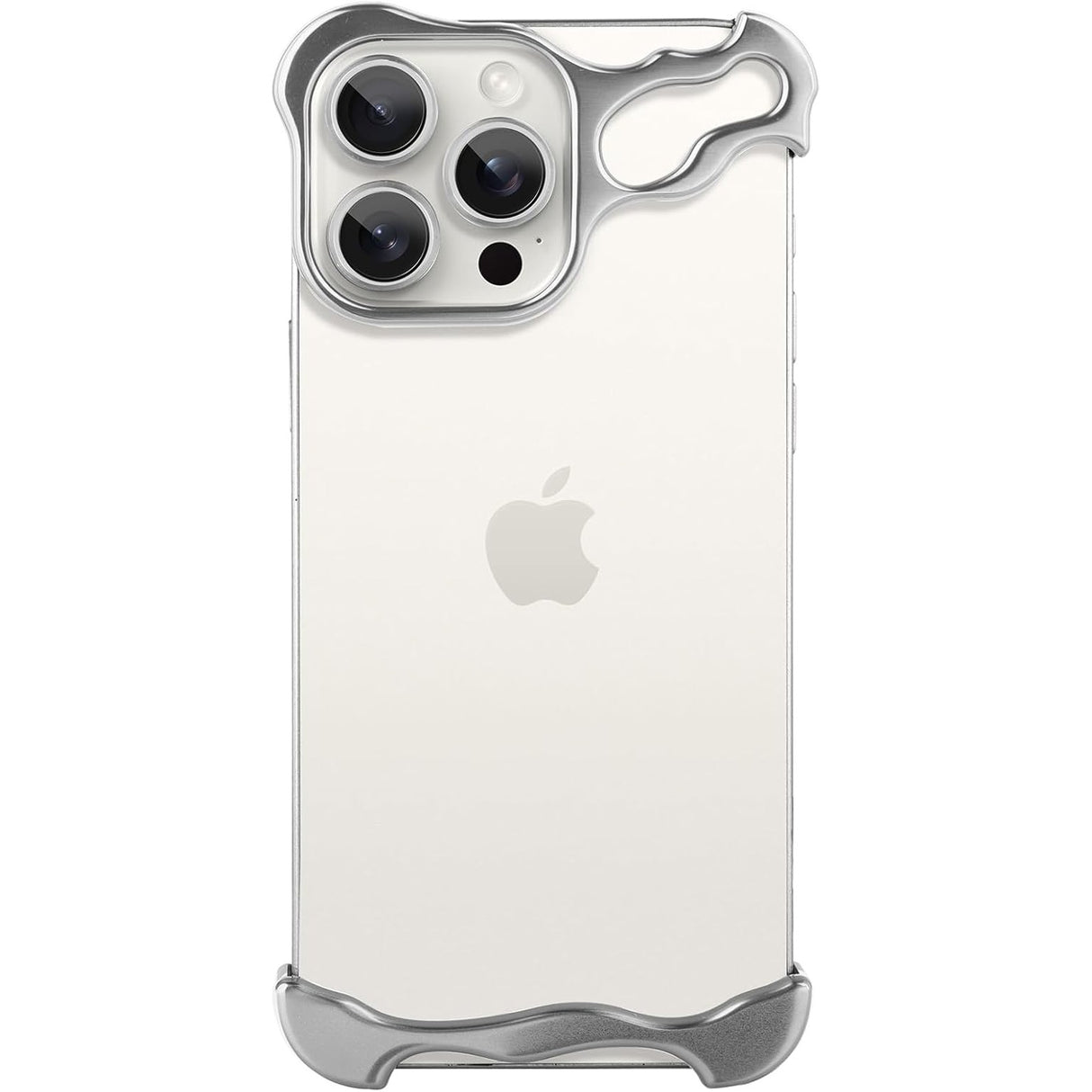 Husa Metalica Compatibila cu iPhone 16 Pro, Vivimall, Protectie pentru Colturile Telefonului si Camera, Aliaj, Antisoc, Antizgariere, Argintiu - vivimall.ro
