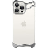 Husa Metalica Compatibila cu iPhone 16 Pro, Vivimall, Protectie pentru Colturile Telefonului si Camera, Aliaj, Antisoc, Antizgariere, Argintiu - vivimall.ro