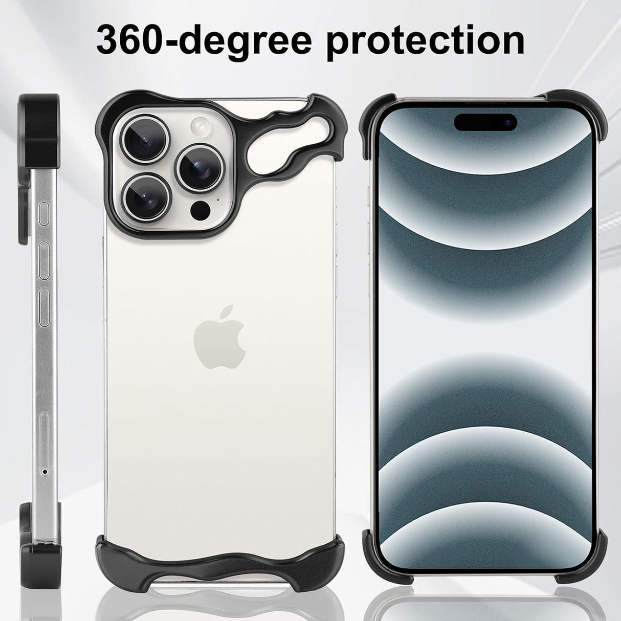 Husa Metalica Compatibila cu iPhone 16 Pro Max, Vivimall, Protectie pentru Colturile Telefonului si Camera, Aliaj, Antisoc, Antizgariere, Negru - vivimall.ro