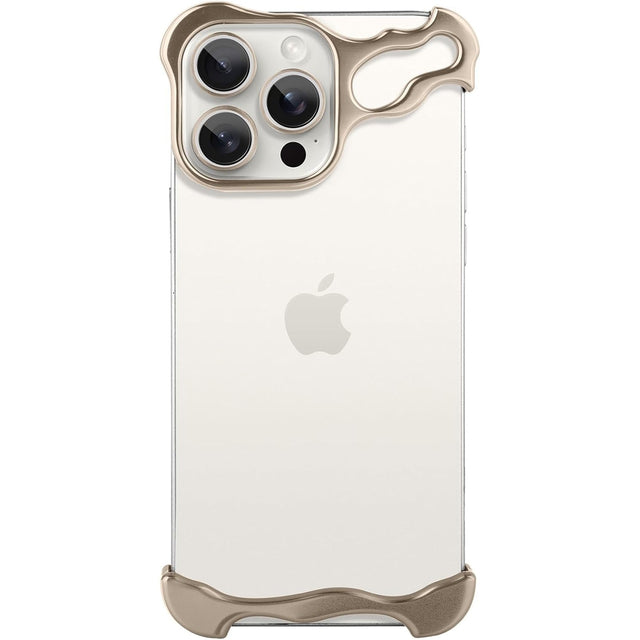 Husa Metalica Compatibila cu iPhone 16 Pro, Vivimall, Protectie pentru Colturile Telefonului si Camera, Aliaj, Antisoc, Antizgariere, Auriu - vivimall.ro
