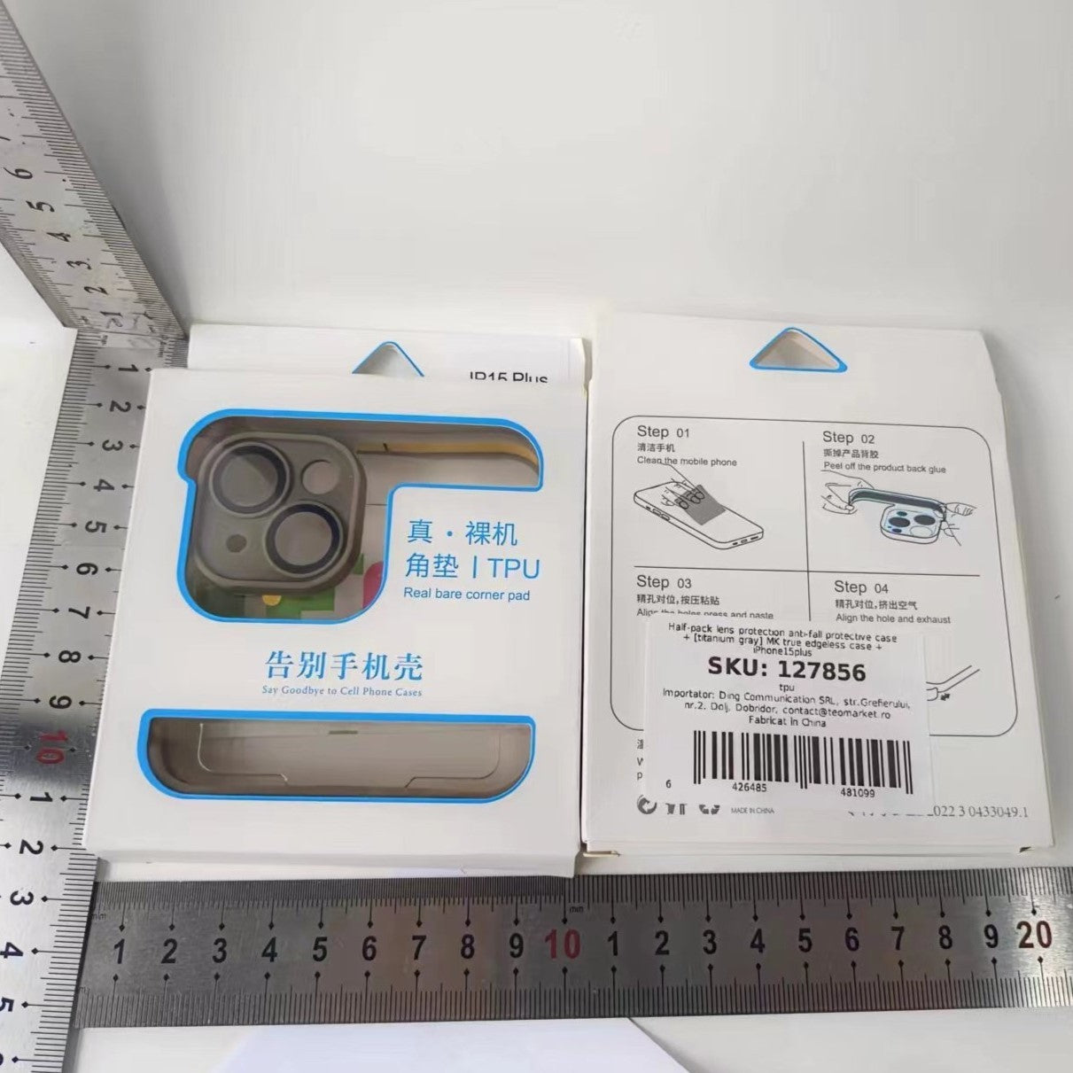Husa Metalica Edgeless Compatibila cu iPhone 15, Vivimall, Protectie pentru Colturi si Camera, Aliaj, Antisoc, Antizgariere, Gri Mat - vivimall.ro