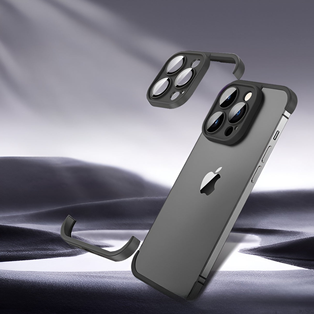 Husa TPU Edgeless Compatibila cu iPhone 15 Pro, Vivimall, Protectie pentru Colturi si Camera, Aliaj, Antisoc, Antizgariere, Negru Mat - vivimall.ro