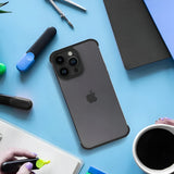 Husa TPU Edgeless Compatibila cu iPhone 15 Pro, Vivimall, Protectie pentru Colturi si Camera, Aliaj, Antisoc, Antizgariere, Negru Mat - vivimall.ro