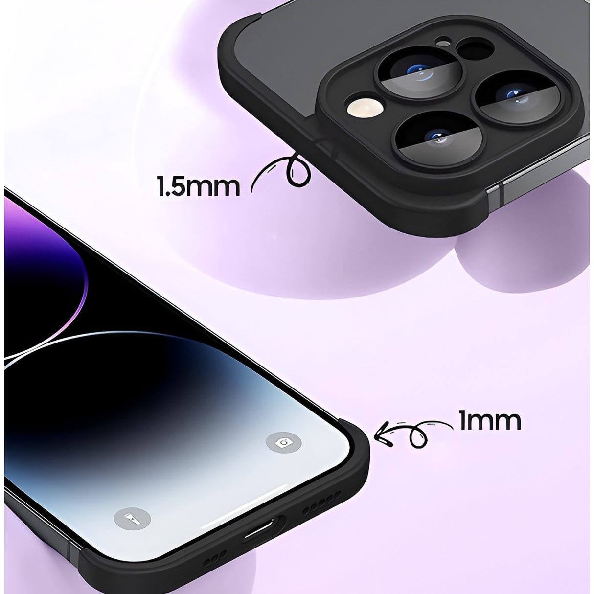 Husa Metalica Edgeless Compatibila cu iPhone 15 Pro, Vivimall, Protectie pentru Colturi si Camera, Aliaj, Antisoc, Antizgariere, Negru Metalizat - vivimall.ro