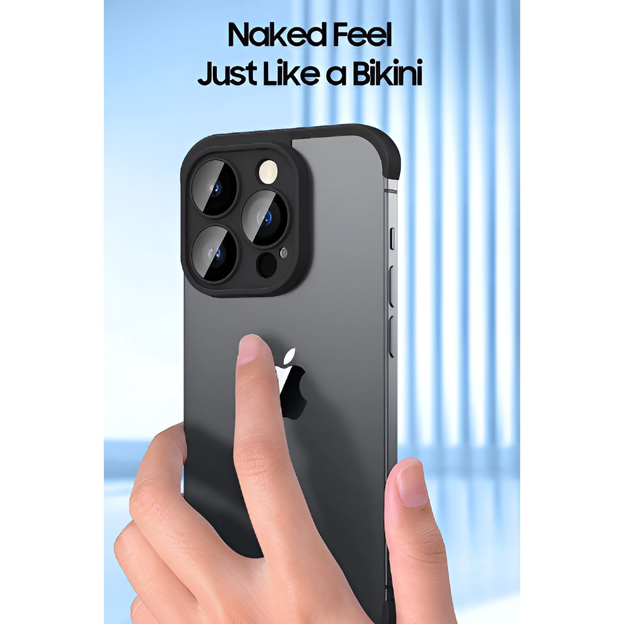 Husa Metalica Edgeless Compatibila cu iPhone 15 Pro, Vivimall, Protectie pentru Colturi si Camera, Aliaj, Antisoc, Antizgariere, Negru Metalizat - vivimall.ro