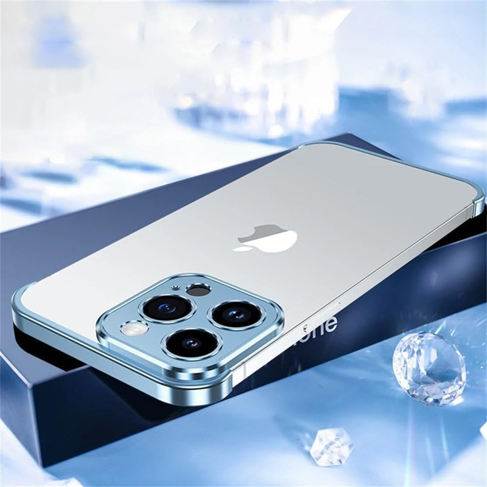 Husa Metalica Edgeless Compatibila cu iPhone 16, Vivimall, Protectie pentru Colturi si Camera, Aliaj Aluminiu, Antisoc, Antizgariere, Albastru - vivimall.ro