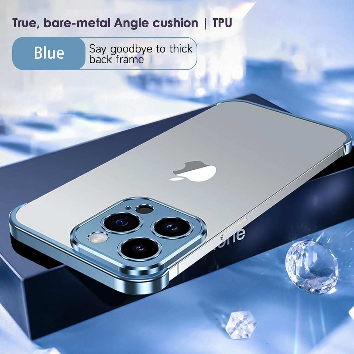 Husa Metalica Edgeless Compatibila cu iPhone 16, Vivimall, Protectie pentru Colturi si Camera, Aliaj Aluminiu, Antisoc, Antizgariere, Albastru - vivimall.ro