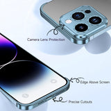 Husa Metalica Edgeless Compatibila cu iPhone 16, Vivimall, Protectie pentru Colturi si Camera, Aliaj Aluminiu, Antisoc, Antizgariere, Albastru - vivimall.ro