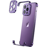 Husa Metalica Edgeless Compatibila cu iPhone 16, Vivimall, Protectie pentru Colturi si Camera, Aliaj Aluminiu, Antisoc, Antizgariere, Mov - vivimall.ro