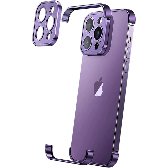 Husa Metalica Edgeless Compatibila cu iPhone 16, Vivimall, Protectie pentru Colturi si Camera, Aliaj Aluminiu, Antisoc, Antizgariere, Mov - vivimall.ro