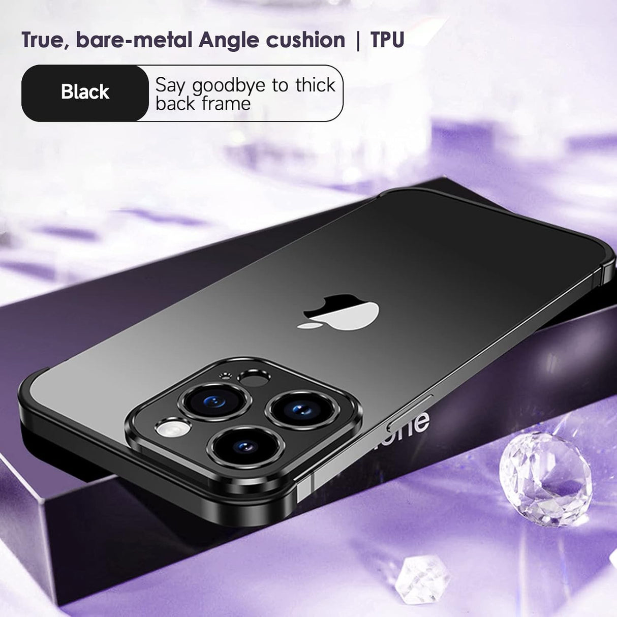 Husa Metalica Edgeless Compatibila cu iPhone 16 Plus, Vivimall, Protectie pentru Colturi si Camera, Aliaj Aluminiu, Antisoc, Antizgariere, Negru - vivimall.ro