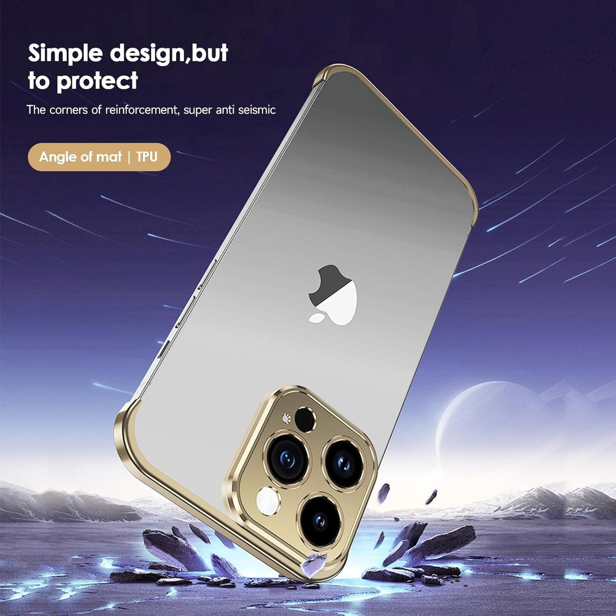 Husa Metalica Edgeless Compatibila cu iPhone 16 Plus, Vivimall, Protectie pentru Colturi si Camera, Aliaj Aluminiu, Antisoc, Antizgariere, Auriu - vivimall.ro