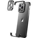 Husa Metalica Edgeless Compatibila cu iPhone 16 Plus, Vivimall, Protectie pentru Colturi si Camera, Aliaj Aluminiu, Antisoc, Antizgariere, Negru - vivimall.ro