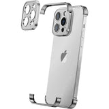 Husa Metalica Edgeless Compatibila cu iPhone 16 Plus, Vivimall, Protectie pentru Colturi si Camera, Aliaj Aluminiu, Antisoc, Antizgariere, Argintiu Titan - vivimall.ro