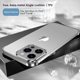 Husa Metalica Edgeless Compatibila cu iPhone 16 Pro, Vivimall, Protectie pentru Colturi si Camera, Aliaj Aluminiu, Antisoc, Antizgariere, Argintiu Titan - vivimall.ro